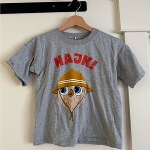 Gray Kids T-Shirt with Owl Print from Mini Rodini Hajk!